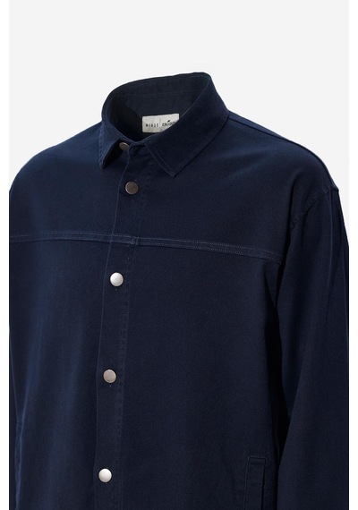 Tudors Erkek Relax Fit Rahat Kesim Gabardin Likralı Yandan Cepli Lacivert Ceket Gömlek-32834 Lacivert