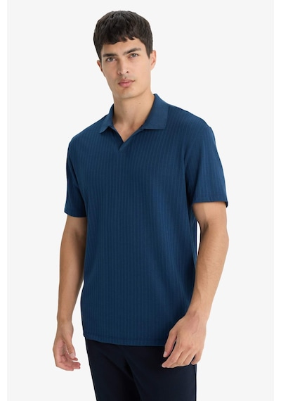 Defacto Regular Fit Krinkıl Polo Yaka Kısa Kollu Tişört E1207ax25aunv147 Lacivert