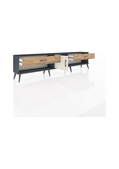 Arges Tv Ünitesi Tek Raflı 2 Çekmeceli Tek Kapaklı 220x30x51 Antrasit-aytaşı/çam Aytası/atlas Çam - Antrasıt Arges Tv Ünitesi Tek Raflı 2 Çekmeceli Tek Kapaklı 220x30x51 Antrasit-aytaşı/çam Aytası/atlas Çam - Antrasıt