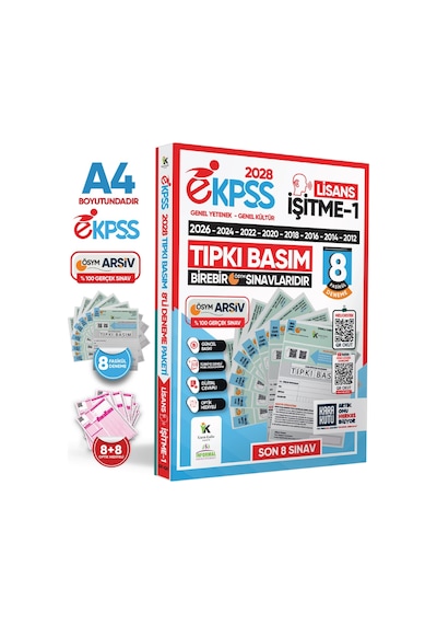 2028 EKPSS Lisans İşitme-1 ÖSYM Çıkmış Soru Tıpkı Basım Soru Kitapçıkları 8li TG Deneme Paketi