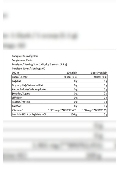 Glutamine 300 Gr/ Argınıne 300 Gr Aromasız