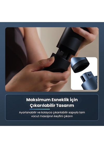 Profesyonel Dijital Ekranlı Çok Fonksiyonlu 3ın1 Şarjlı Kas Gevşetici Masaj Tabancası Gri