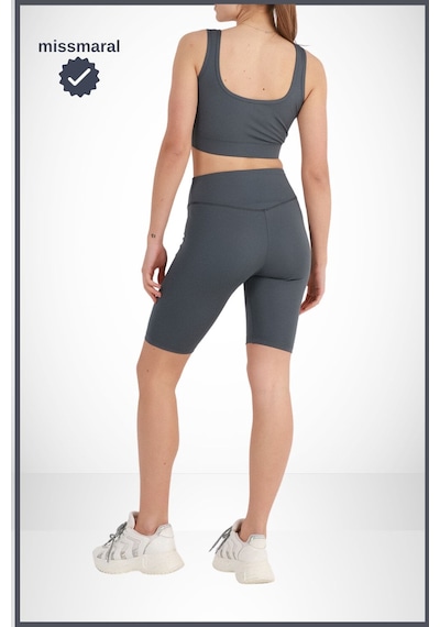 Missmaral Kadın Yüksek Bel Toparlayıcı Tayt Kısa Spor Şort Deniz Havuz Spor Biker Shorts Antrasit 1070 Antrasit