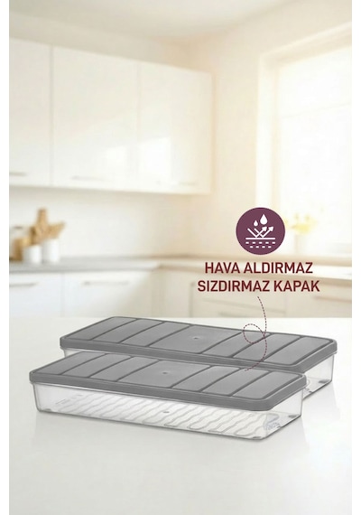 Selka Home Nora Küçük Boy Saklama Kabı 2'li 1.2 L Gri