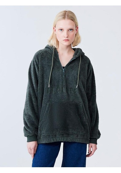 Ltb Serono Peluş Kadın Haki Sweatshırt-13878