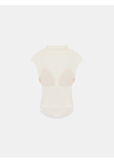 Dilvin 33211 Bra-free Büzgü Detaylı Top Ekru
