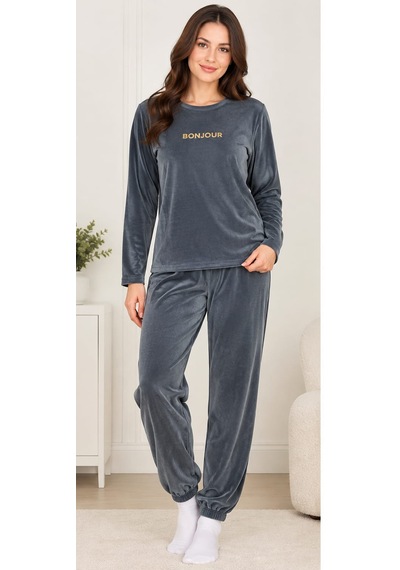 Kadın Füme Kadife Pijama Takımı