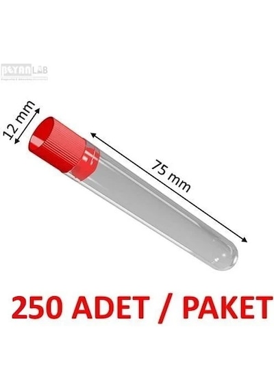 Test Tüpü P.S Kapaklı 12x75 mm - 5ml Santrifüj Tüpü 500 Adet