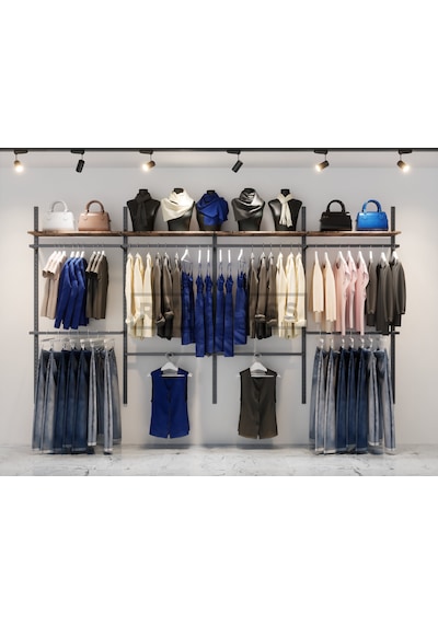Mağaza Raf Sistemi, Askılık Sistemi, Butik Rafı, Mağaza Stand, Siyah - Lidya