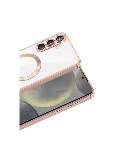 Samsung Galaxy Uyumlu A37 5g Kılıf M-safe Özellikli Kamera Lensli Korumalı Şeffaf Silikon Kapak Rose