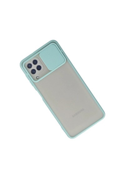 Newface - 890 - Samsung Galaxy A22 Kılıf Palm Buzlu Kamera Sürgülü Silikon - Matxzngz - - Turkuaz