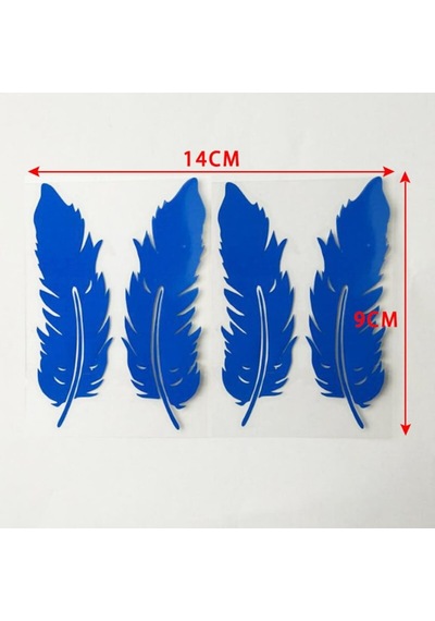 Mavi Renk Tüy Araba Sticker Yapıştırma 4 Adet