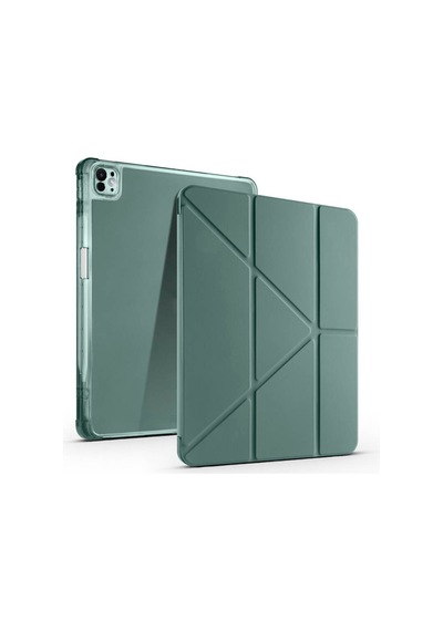 Ennar Apple Uyumlu iPad Pro 11 İnç M4 2024 Üçgen Standlı Kalem Bölmeli Uyku Modlu Tablet Kılıfı+tablet Kalemi Tablet Kılıfı