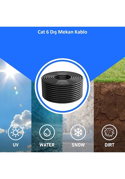 Dış Mekan Cat6 Kablo 100m Awg23 Bakır Tel Double Layer