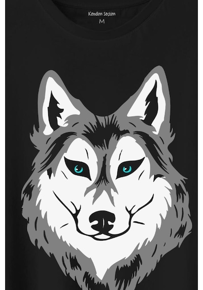 Kurt Kafası Wolf Head Bozkurt Yeşil Gözlü Baskılı Tişört Unisex T-shirt 001