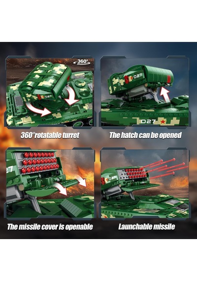 55027 Füze Tank Kumandalı&motorlu Yaratıcı Yapı Blok Seti Building Blocks Missile Tanks - 1449 Parça