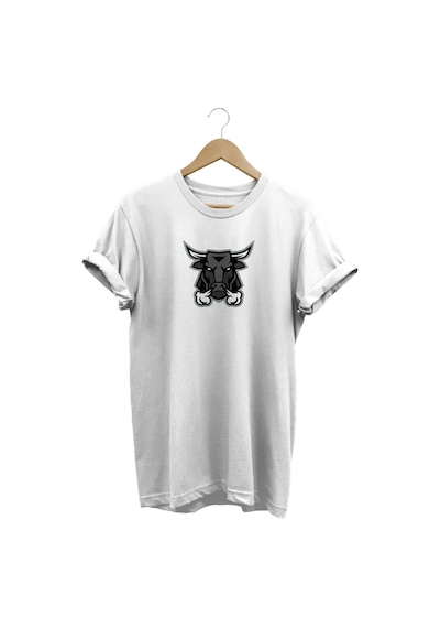 Boğa Baskılı Beyaz T-shirt Beyaz