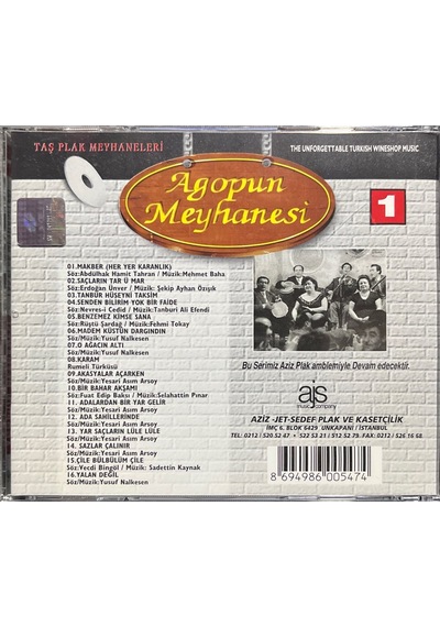 Plak Değildir Cd Dir Cd Meyhane Şarkıları - Agopun Meyhanesi Cd