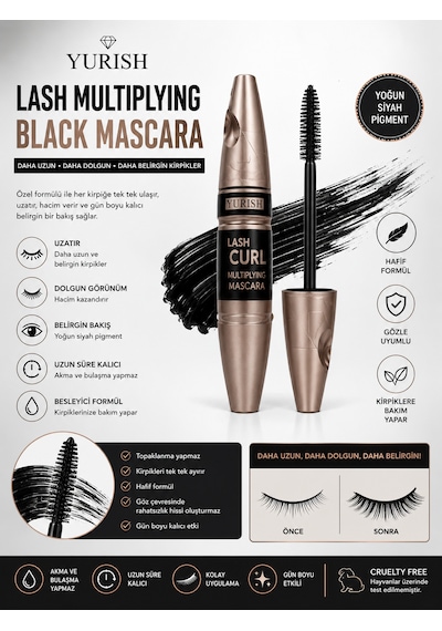 Lash Curl Multiplying Mascara ,uzatma Hacim Kıvrıklık 001 Siyah