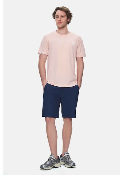 Ucla Bass Toz Pembe Bisiklet Yaka Baskılı Standard Fit Erkek Tshirt Toz Pembe