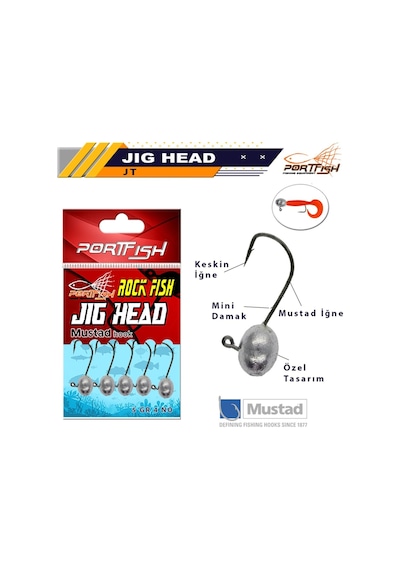 Port Fish Portfish Jig Head Mustad Iğneli 5li Pkt