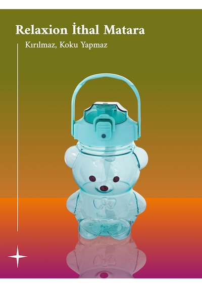 Relaxion Boyun Askılıklı, Hediyeli, İthal Lüx Ayıcıklı, Yeşil Matara 1100 Ml. 449 Açık Yeşil
