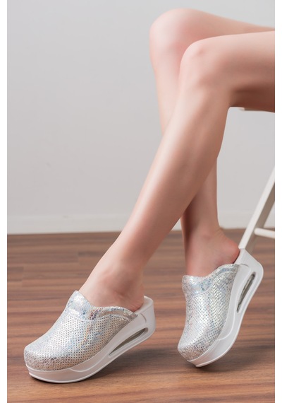 Silver Özel Seri Air Max Tam Ortopedik Ve Anatomik Sabo Terlik Gümüş