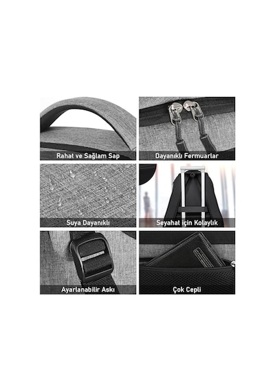 Laptop Sırt Çantası, Multi Cepli İş Seyahat Çantası, Dizüstü Bilgisayar Sırt Çantası, Suya Dayanıklı, Kole Diğer