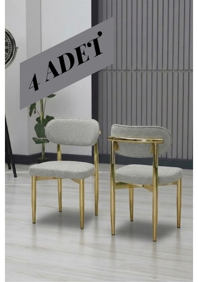 Polo Sandalye Gold Ayak 4 Adet Gri Gri