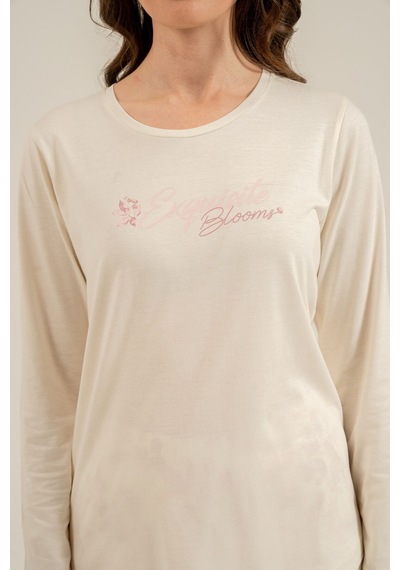 Arnetta Kadın Excuisite Flowers Krem Uzun Kol Pijama Takım Ar3743-s-v1 Ar3743-s-v1