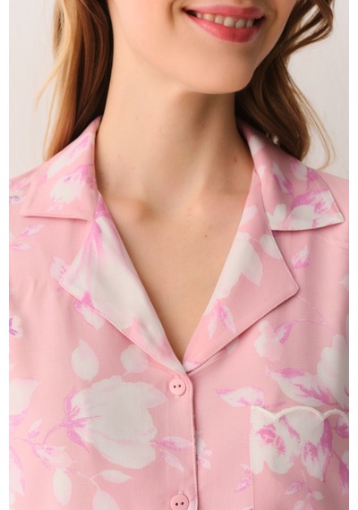 Suwen Ashley Gömlek Yaka Pijama Takımı Sh26520660b334 Pembe