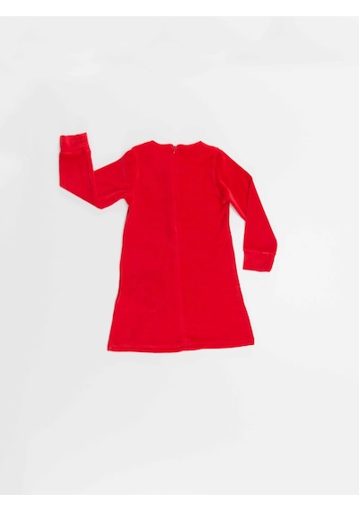 Denokids Yaramaz Geyik Kız Yılbaşı Kadife Kırmızı Elbise Kırmızı