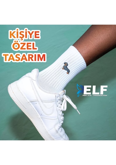 Elf Reklam Kişiye Özel Tasarım Spor Çorap Beyaz