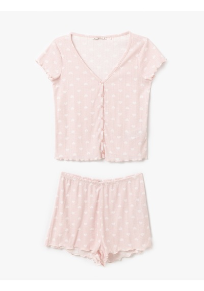 Koton Kalpli Pamuklu Kadın Şortlu Pijama Takımı Pembe Desenli 5slk40060mk Pembe Desenli Pembe Koton Kalpli Pamuklu Kadın Şortlu Pijama Takımı Pembe Desenli 5slk40060mk Pembe Desenli Pembe