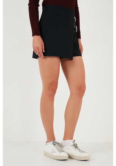 Lela Comfort Fit Kemer Detaylı Mini Boy Bayan Şort Etek 611Sr0081 Siyah