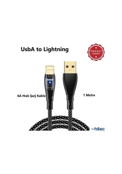 6a 120w Usba To Lightning 1metre Hızlı Data Ve Şarj Kablosu Beyaz Yk233b