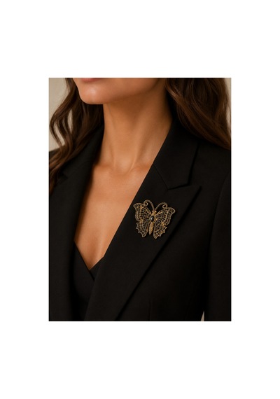 Brooch Kelebek Figürlü Zarif Yaka İğnesi & Aksesuar Koleksiyonu Beyaz