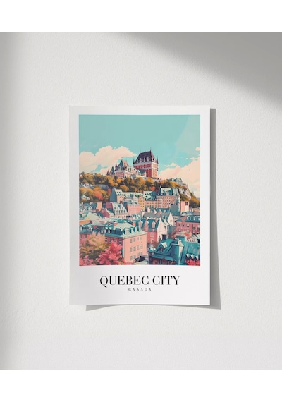 Çerçevesiz Poster Tarihi Quebec Şehir Baskısı