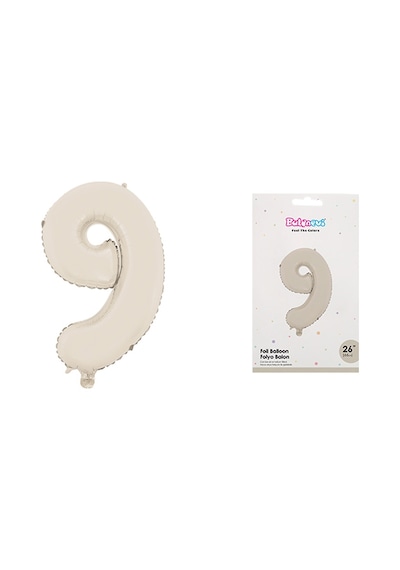 Folyo Rakam 9 Yaş Mat Bej 26 Inc 66 Cm Pipetli Doğum Günü Balonu Çok Renkli