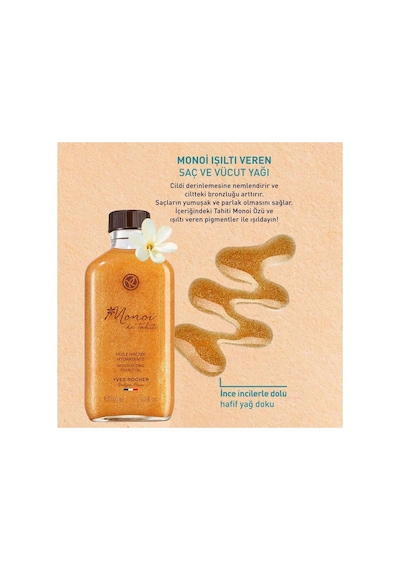 Parıltılı Monoi De Tahiti Saç Ve Vücut Yağı Işıltı Veren Besleyici Nemlendirici Vegan 100 Ml