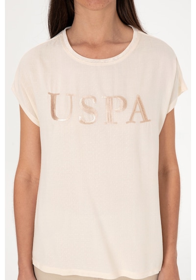 U.S. Polo Assn. Kadın Krem Bisiklet Yaka Tişört 50300777-VR071