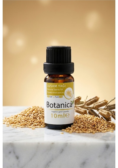 Botanica %100 Saf Susam Yağı Soğuk Sıkım Doğal Masaj Cilt Besleyici Nemlendirici Bitkisel Damla 10 Ml 10 ML