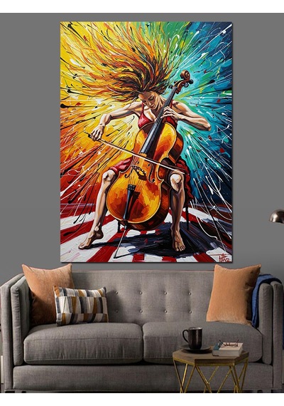Ahşap Tablo Gitar Çalan Adam Soyut