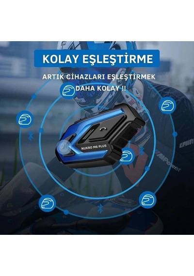 Nukrotech M6 Plus Bluetooth İntercom Mavi