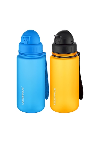 Uzspace 2'li Pipetli Tritan Matara Seti 400 Ml Fiftyfifty -3024seta Mavi - Turuncu