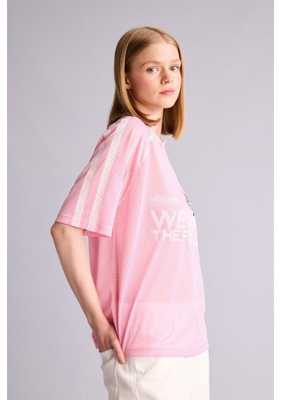 Defacto Powerpuff Gırls Oversıze Bisiklet Yaka Baskılı Kısa Kollu Tişört G5034ax26sppn666 Pembe-pn666