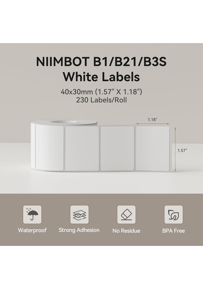 Nıımbot B1 Etiket Bandı B21 Kendinden Yapışkanlı Etiketleme Bandı 1.5" X 1.2" 40x30mm Termal Etiket Baskı Kağı Diğer