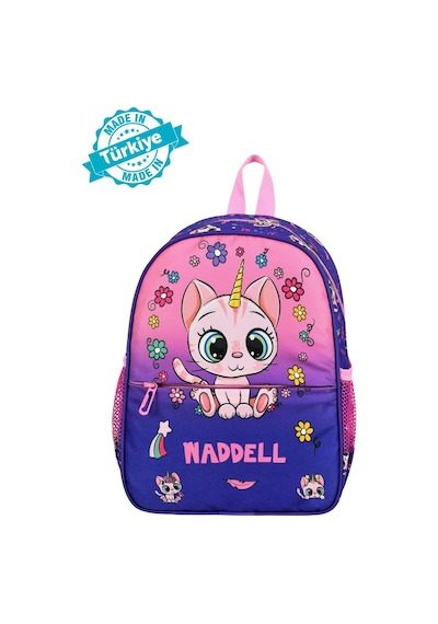 Waddell Lisanslı Kedi Desenli Mor Anaokul Kreş Sırt Çantası