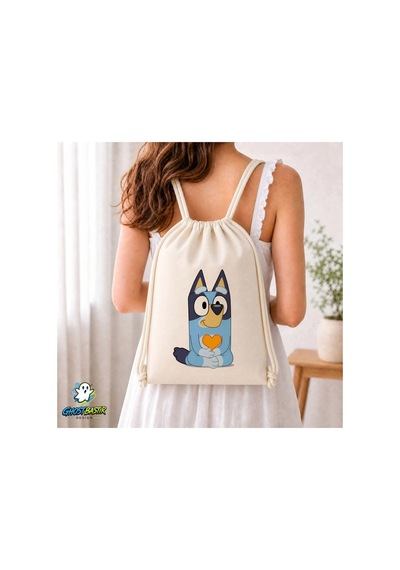 Ghostbastır Design Bluey Büzgülü Keten Çanta C043 Bej