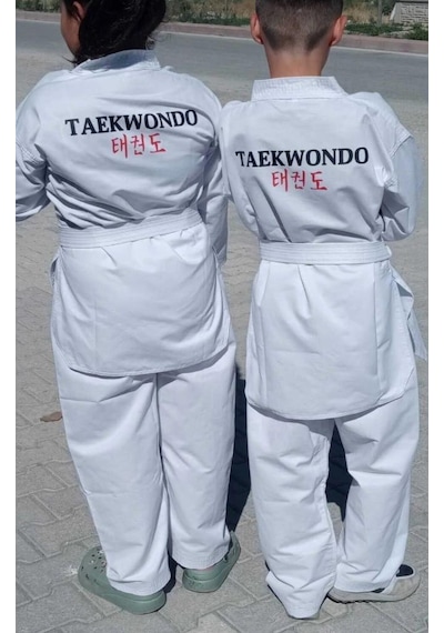 Nabız Taekwondo Nabız Tekvando Tekvando Acemi Elbise Kıyafeti Dobok Beyaz Yaka Beyaz